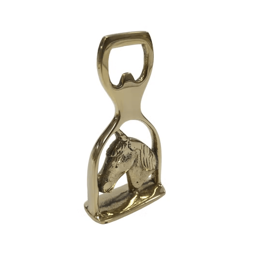 4-1/2" Solid Brass Horse Head and Stirrup Bottle Opener - Noble Designs
