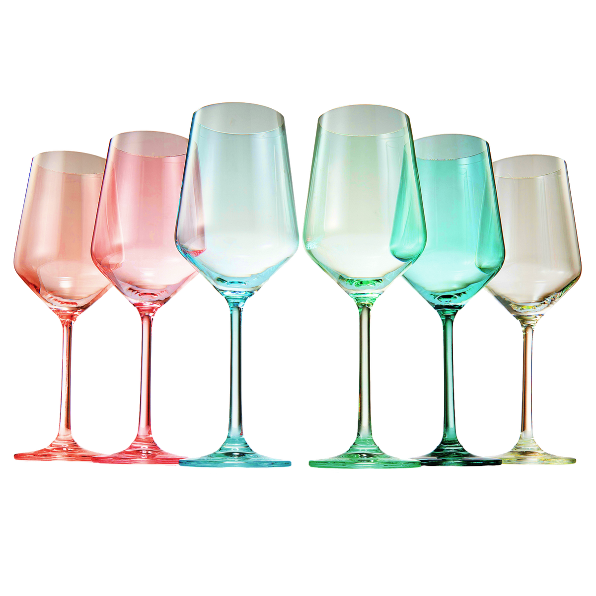 Colored Crystal Wine Glass, Set of 6 - Noble Designs