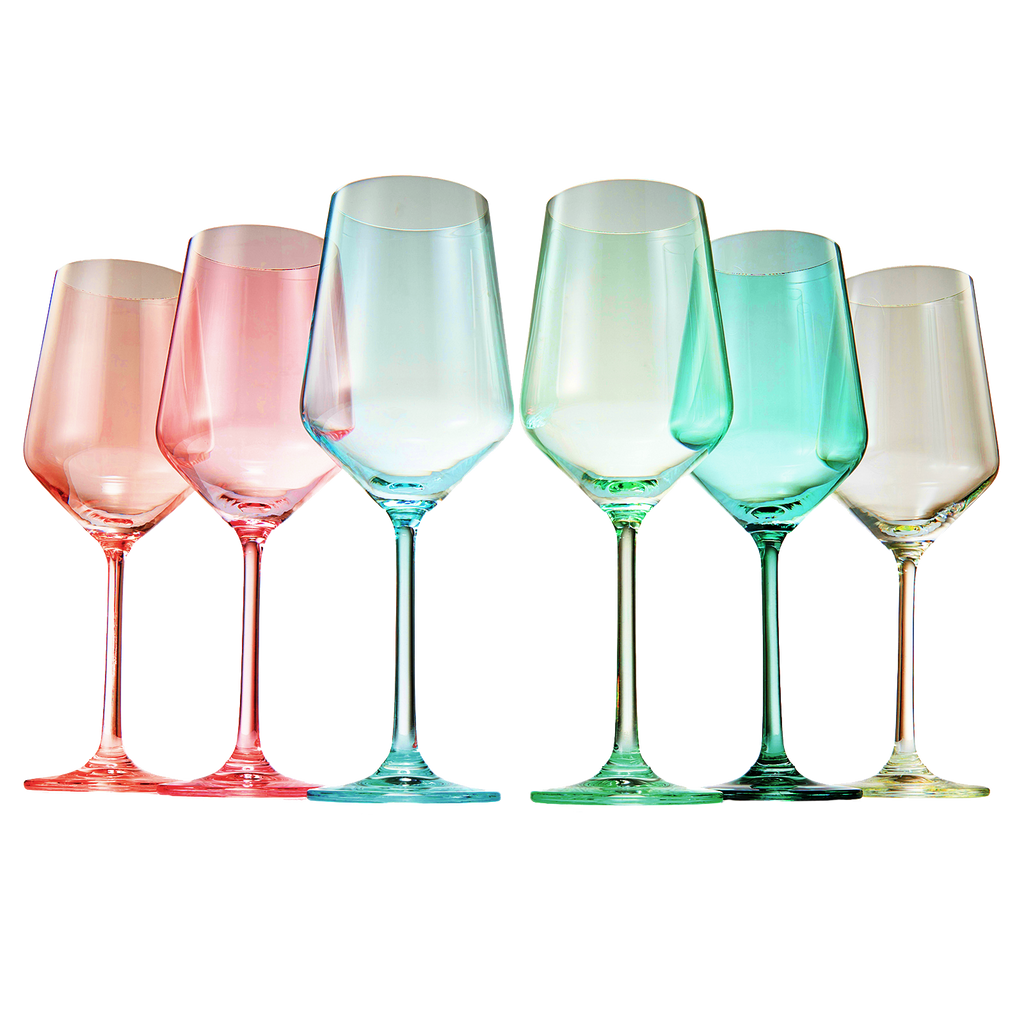 Colored Crystal Wine Glass, Set of 6 - Noble Designs