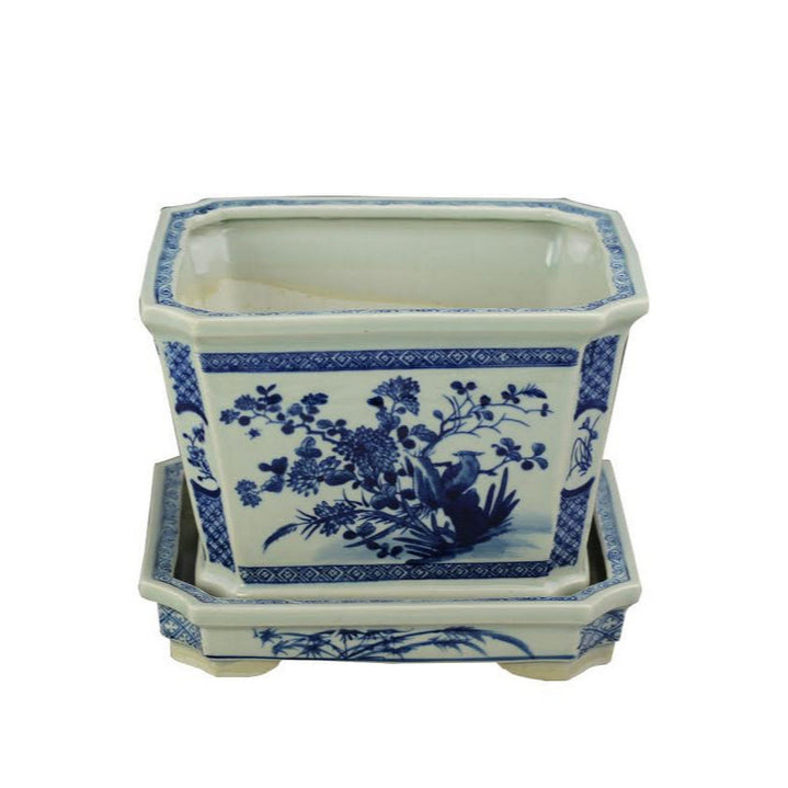 Floral Square Planter with Tray  - Noble Designs