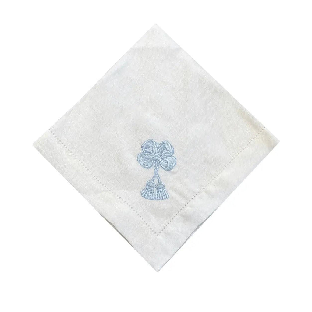 Tasseled Bow Embroidered Napkin - Noble Designs