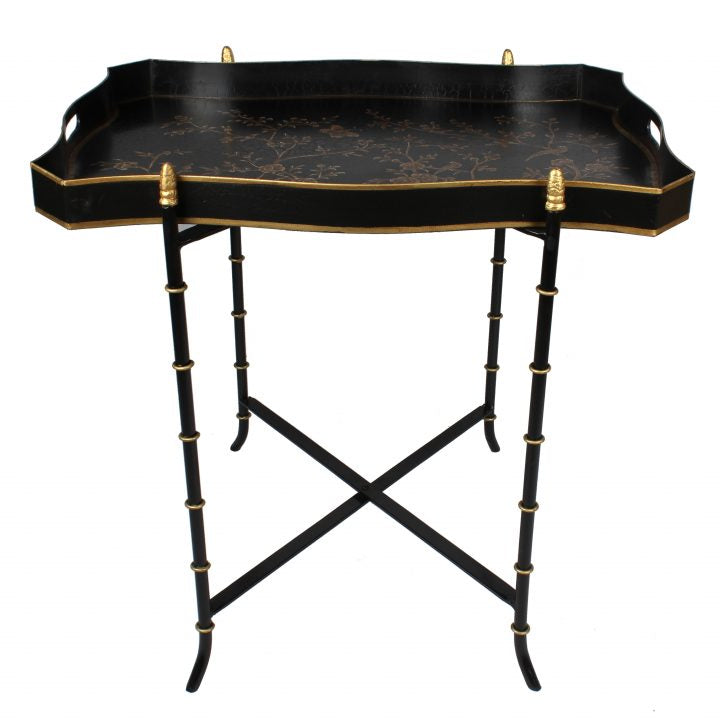 Black & Gold Rectangular Tray Table - Noble Designs