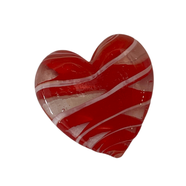 Vintage White and Red Glass Heart - Noble Designs