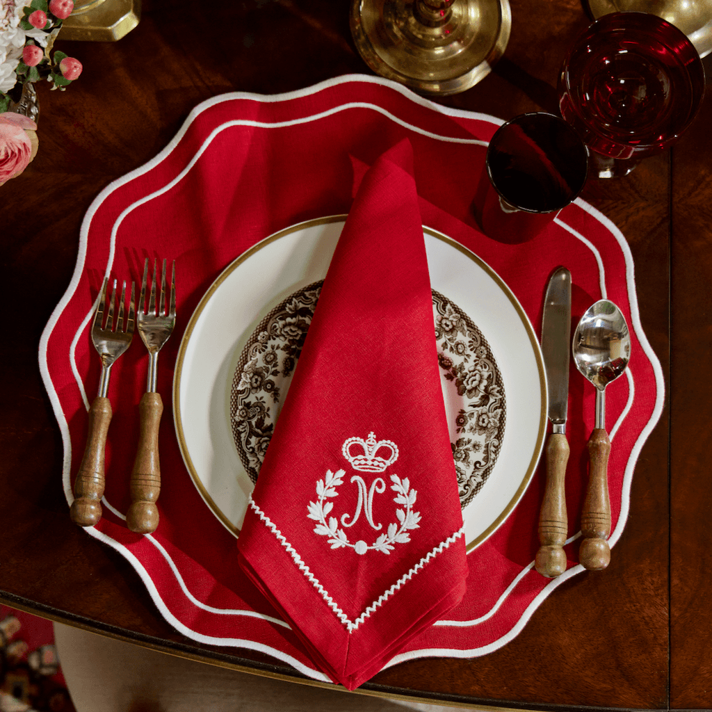 Wavy Linen Placemat in Red - Noble Workroom