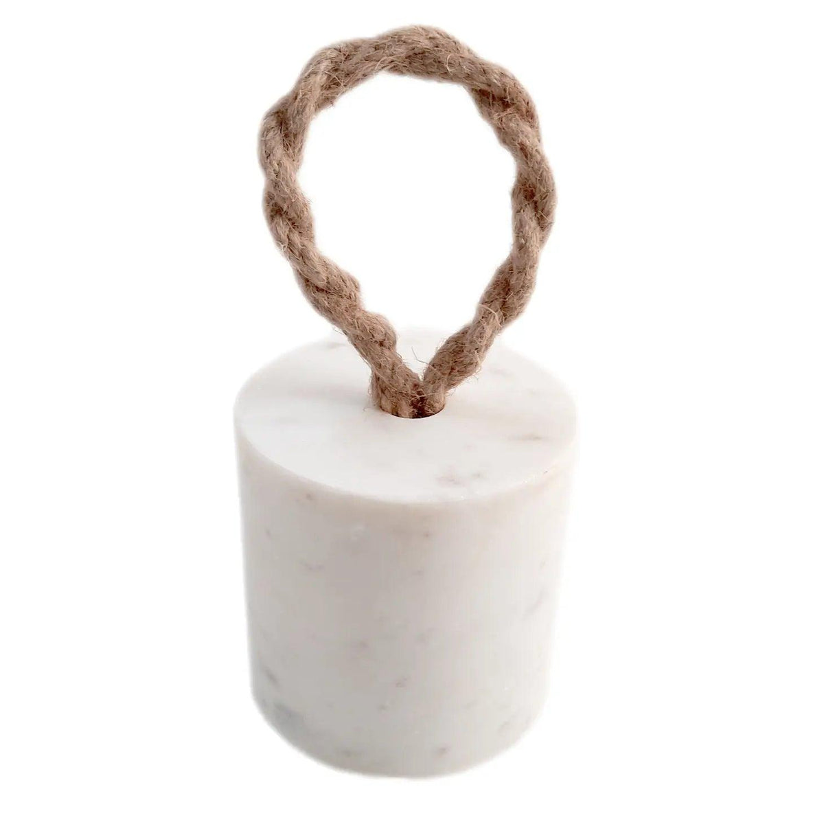 White Marble Door Stopper w/ Jute - Noble Designs